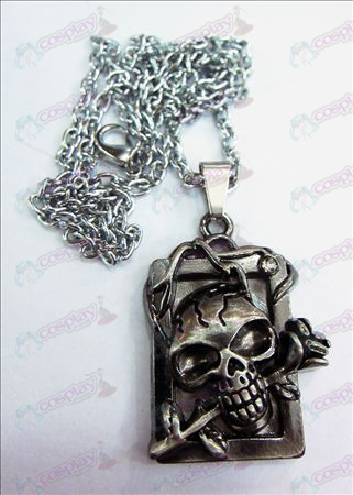 Death Note Tilbehør Brand dimensionelle kraniet pandebånd firkantet diamant halskæde (antikke sølv)