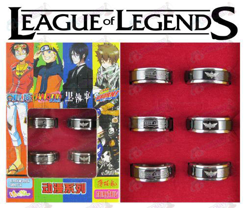 League of Legends Tilbehør sort stål roterende ring (6 / sæt)