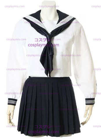 Hvid Long Sleeves Sailor School Ensartet Cosplay Kostumer