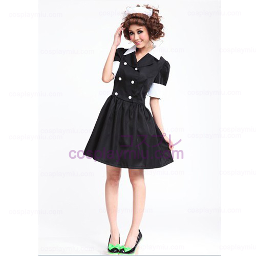 Lolita Cosplay Kostumer/Sort Barbie Doll Maid Kostumer
