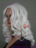20" Hvid Curly Midpart Cosplay Parykker