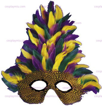 Maske Mardi Gras Tall Feather