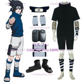 Naruto Sasuke Uchiha Sort Cosplay Kostumer og Tilbehør Set