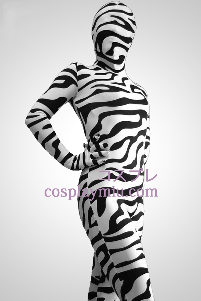 Sort og hvidt zebra mønster Zentai Suit