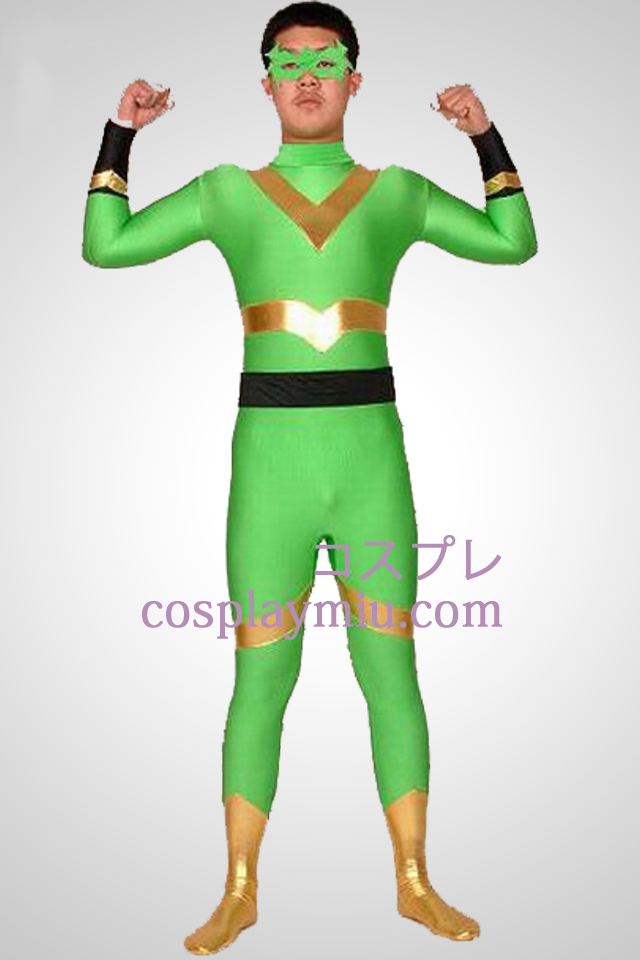 Grøn og guld Lycra Spandex Superhero Zentai