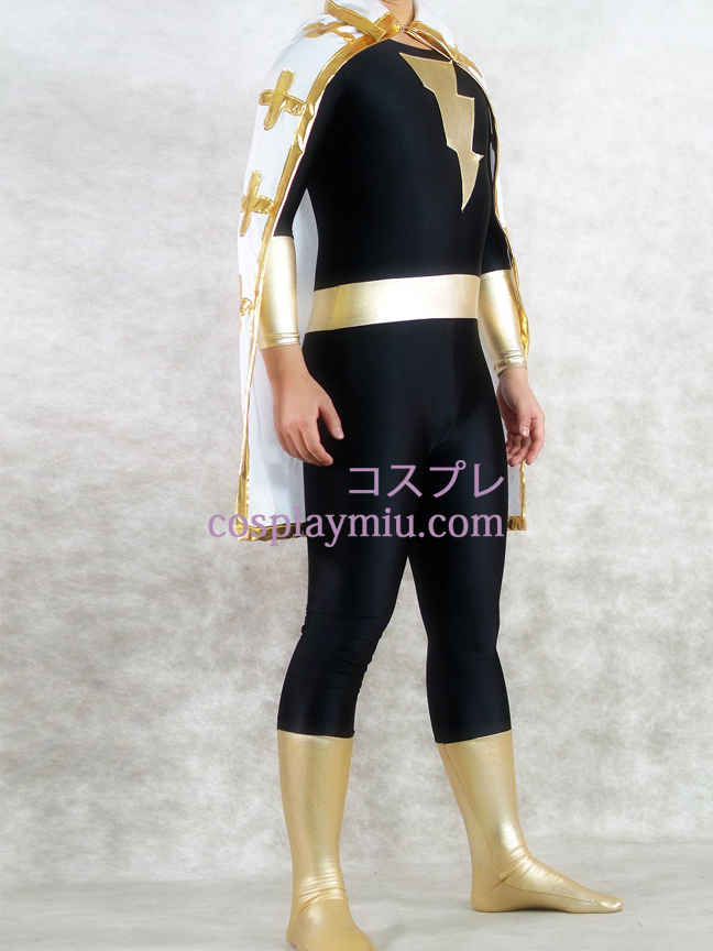 Guld og sort Shiny Metallic Unisex Superhero Zentai Suit