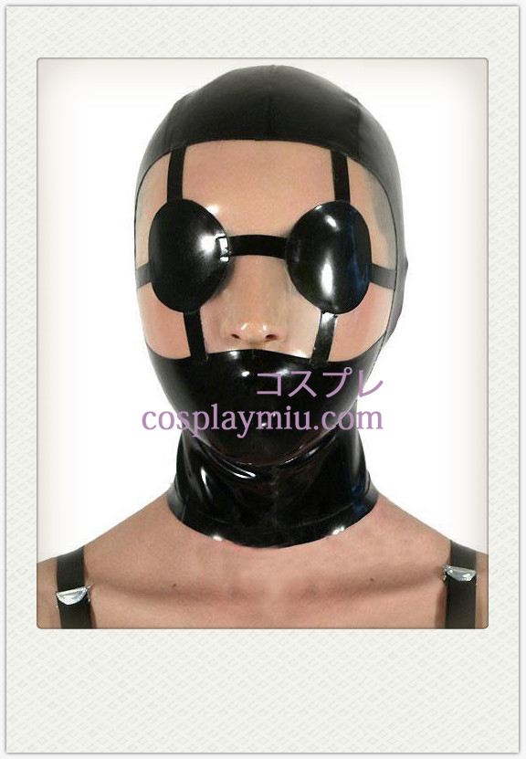 Shiny Black SM Latex Maske med Distinct eyeshade