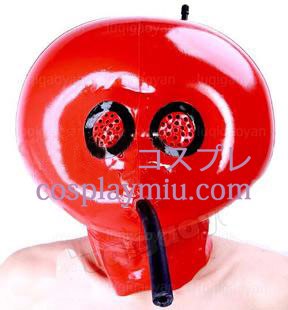 Red Oppustelig Latex Maske med Mesh og Air Tube