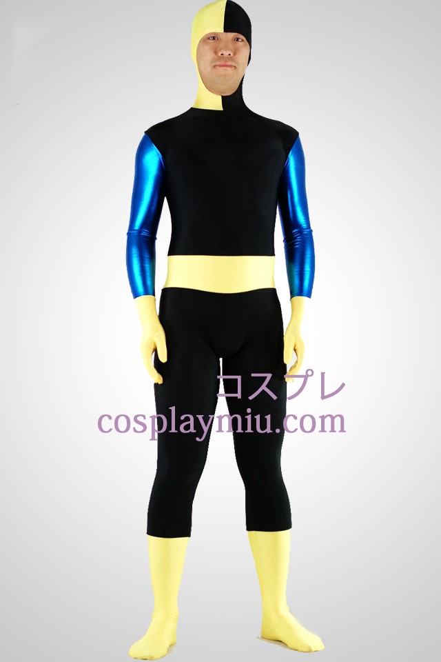 Sort Lycra Spandex Zentai Suit med Face Open
