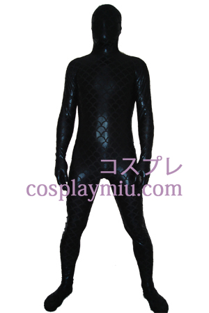 Sorte fisk-Scale Shiny Metallic Zentai Suit