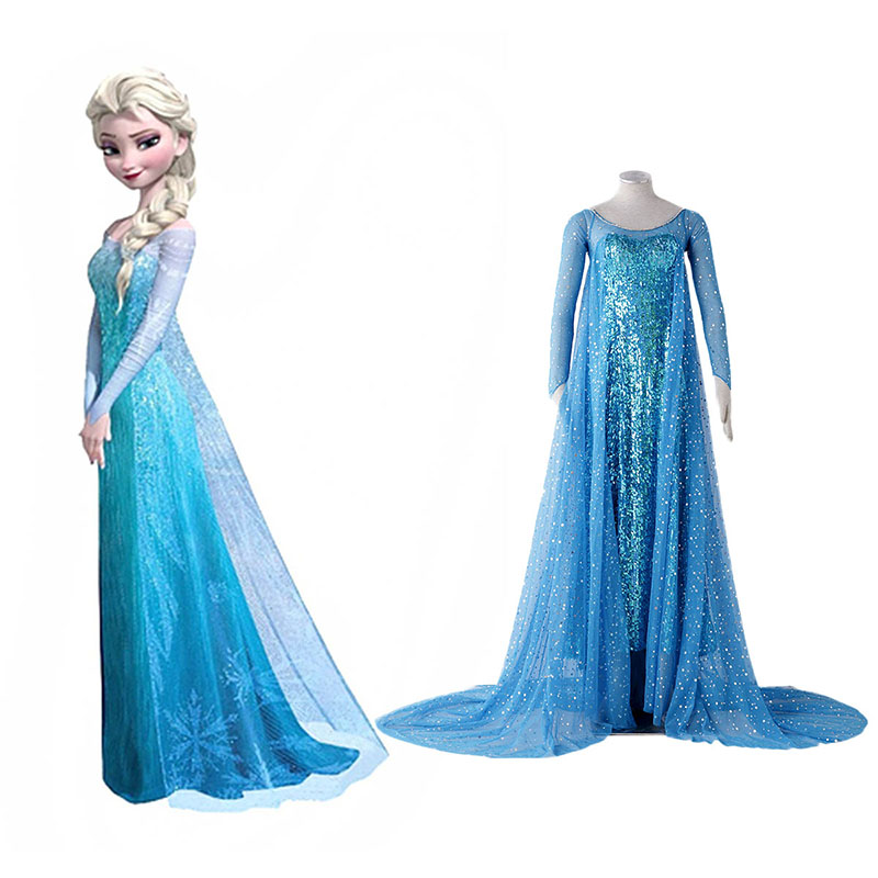 Frozen Elsa 1 Blå Cosplay Kostumer Danmark Butik