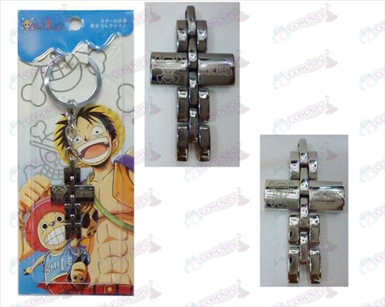 One Piece Tilbehør sort og hvidt kors nøglering