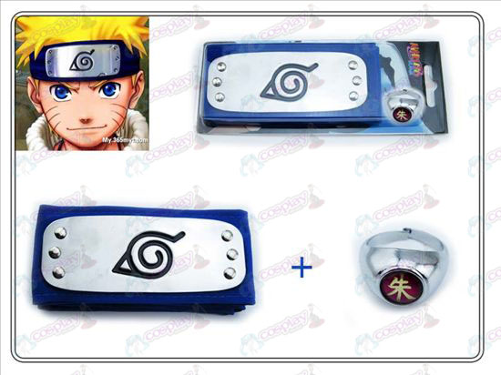 Naruto Konoha blue headband + Collectors Edition Zhu Zi Ring