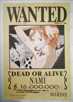 42 * 29One Piece Tilbehør Nami warrant prægede plakater (fotos)