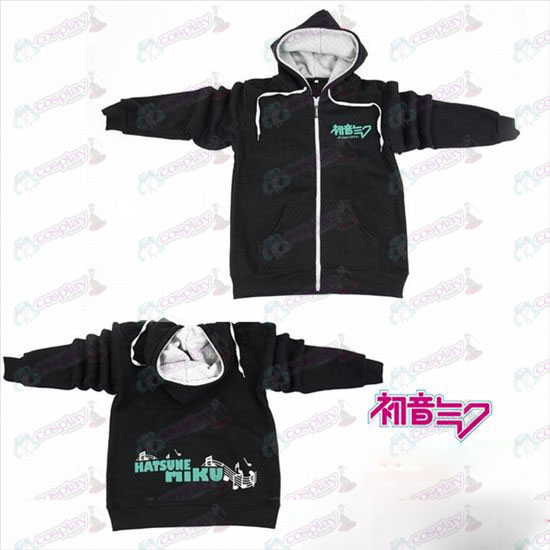 Hatsune Miku Tilbehør logo lynlås trøje hættetrøje sort