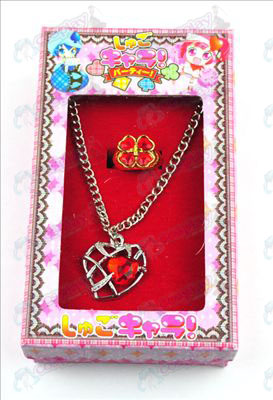 Shugo Chara! Tilbehør hjerteformede halskæde + ring (rød)
