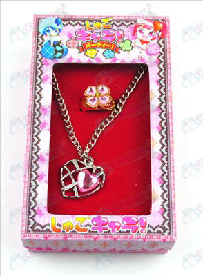 Shugo Chara! Tilbehør hjerteformede halskæde + ring (Pink)