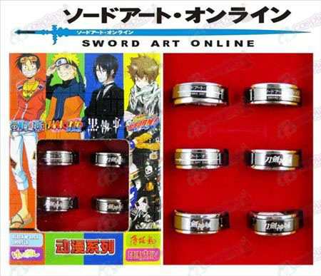 Sword Art Online Tilbehør sort stål roterende ring (6 / sæt)