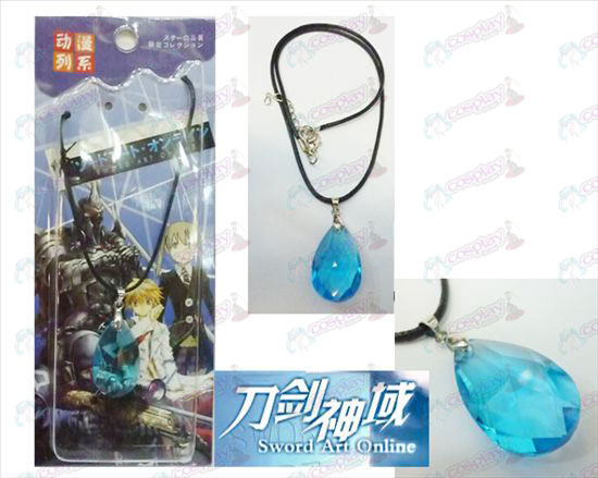 Sword Art Online Tilbehør Yui blå krystal hjerte halskæde