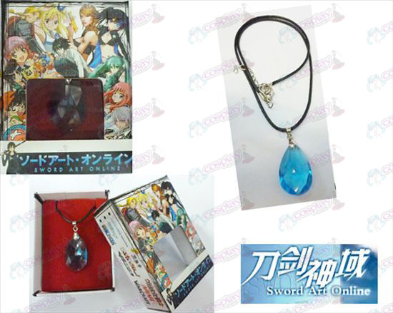 Sword Art Online Tilbehør Yui boxed blå krystal hjerte halskæde