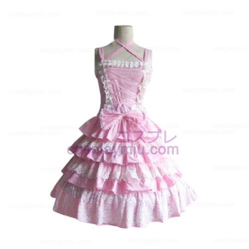 Stunning Tiered Ruffles Pink Kjoler Lolita Cosplay Kostumer