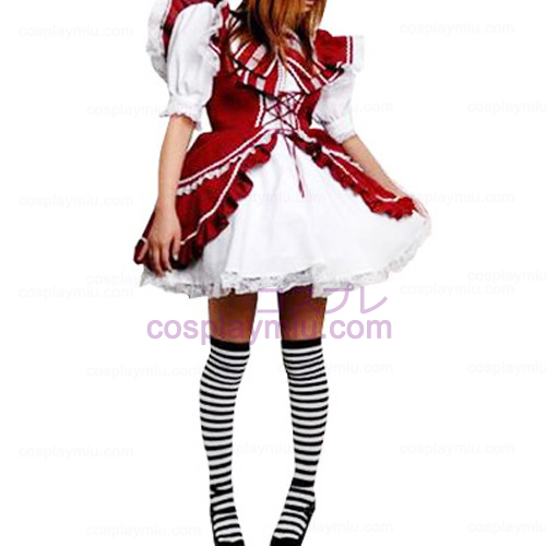Red og Hvid Lace Trimmed Lolita Cosplay Kjoler