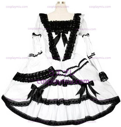 Sort og Hvid Lace Trimmed Gothic Lolita Cosplay Kjoler