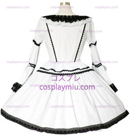 Sort og Hvid Lace Trimmed Gothic Lolita Cosplay Kjoler