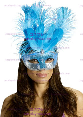Carnival Maske Feather Turquois