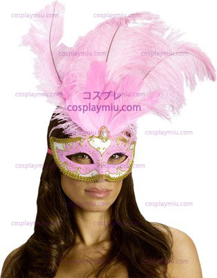 Carnival Maske Big Feather Pink