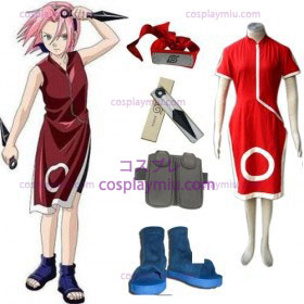 Naruto Sakura Haruno Cosplay Kostumer og Tilbehør Set