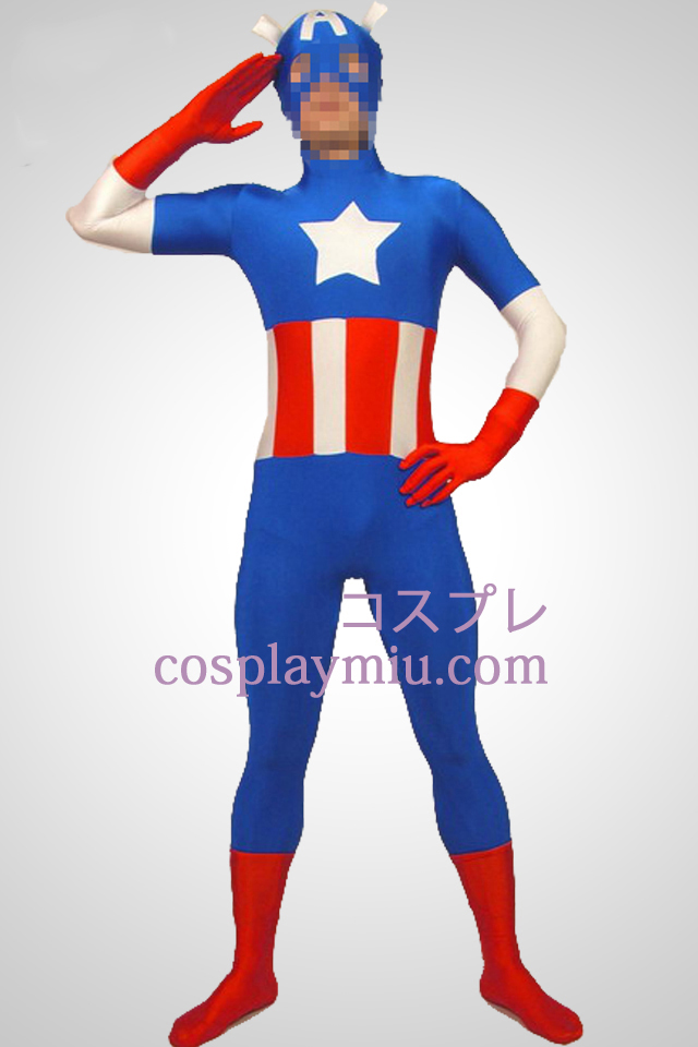 Capitain amerikansk Lycra Spandex Superhero Zentai Suit
