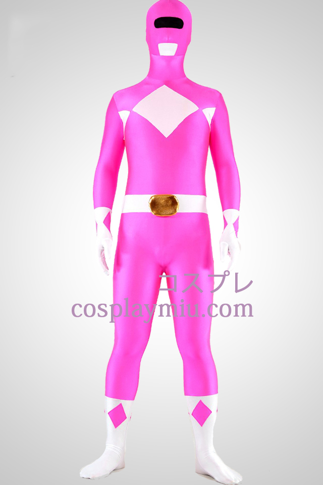 Mighty zentaiin Lyserød Ranger Lycra Spandex Superhero Zentai Suit