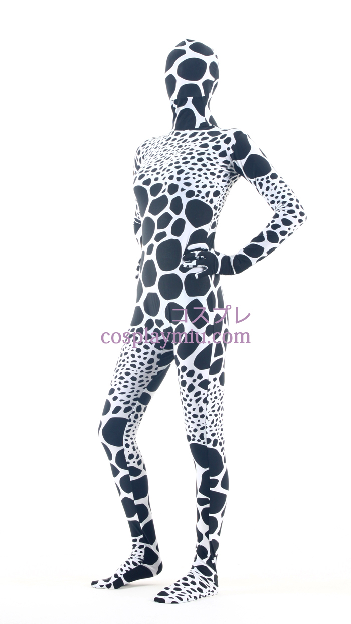 Sort Hvid Giraffe Pattern Lycra Zentai Suit