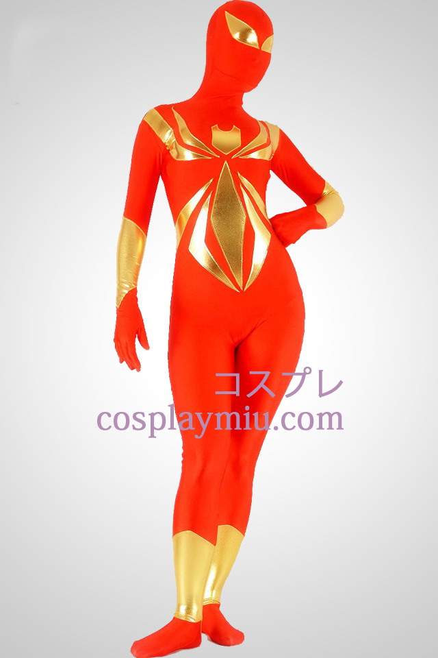 Rød og guld Lycra Spandex Unisex Superhero Zentai Suit