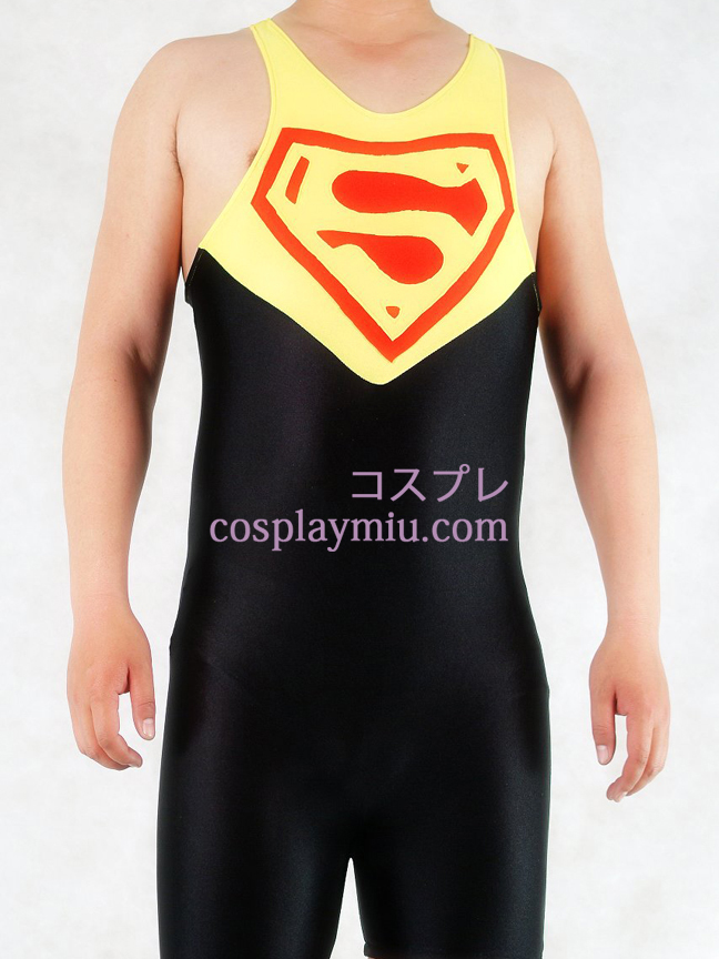 Gul og sort Superman Lycra Gymnasium catsuit