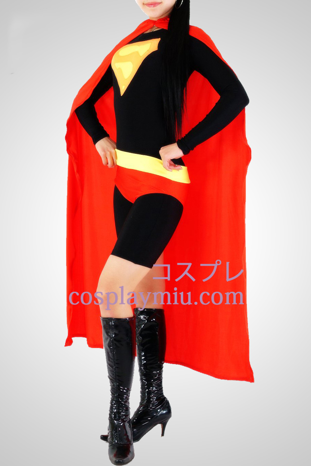 Rød og Sort Super Woman Lycra Spandex catsuit