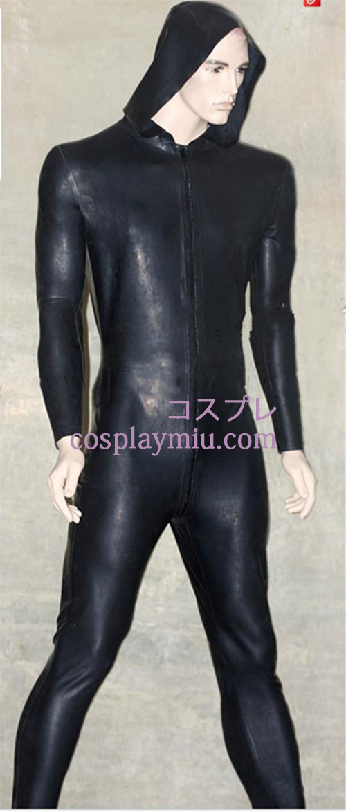 Black Full Body Overdækket Front Open Latex Costume