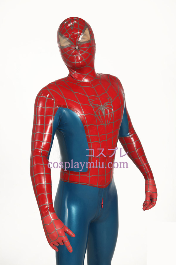 Rød og Blå Stribet Spiderman Superhero Zentai Suit