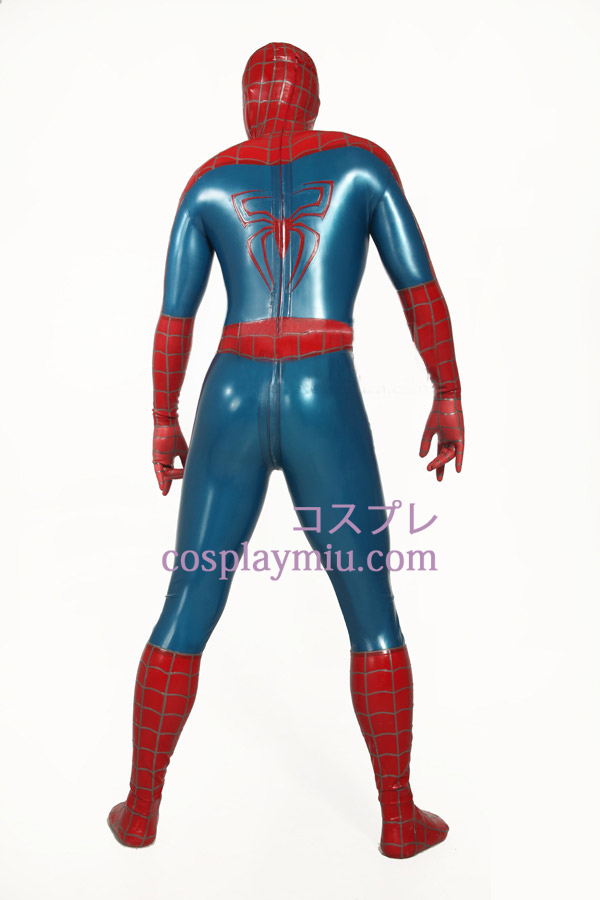Rød og Blå Stribet Spiderman Superhero Zentai Suit