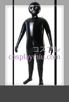 Black Full Body Overdækket Oppustelig Latex kostume med åbne øjne og mund