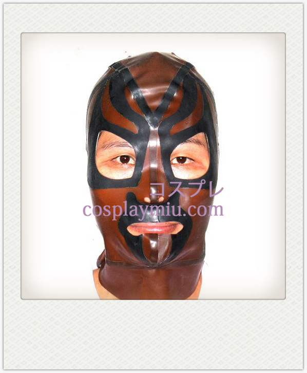 Brun og sort Mand Latex Maske med åbne øjne og mund