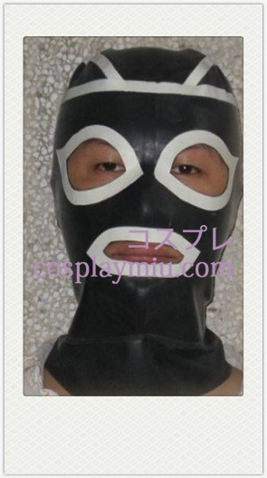Black and White Female Cosplay Latex Maske med åbne øjne og mund