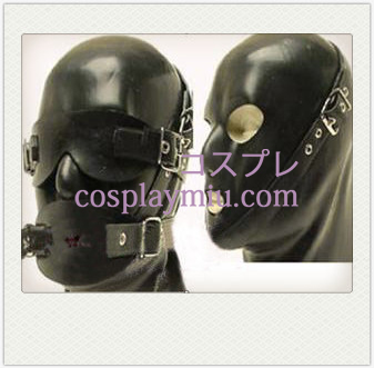 Black Male SM Latex Maske med flytbare eyeshade og Mouth