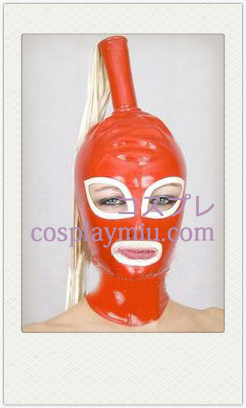 Sexede Rød og White Female Latex maske med åbne øjne og mund