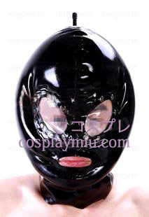 Shiny Black To Lag latexmaske med gennemsigtige øjne og åben mund