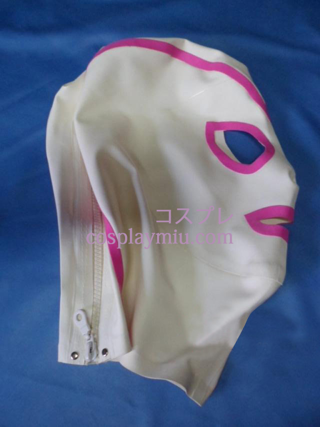 Pink og hvid Latex Maske med åbne øjne og mund
