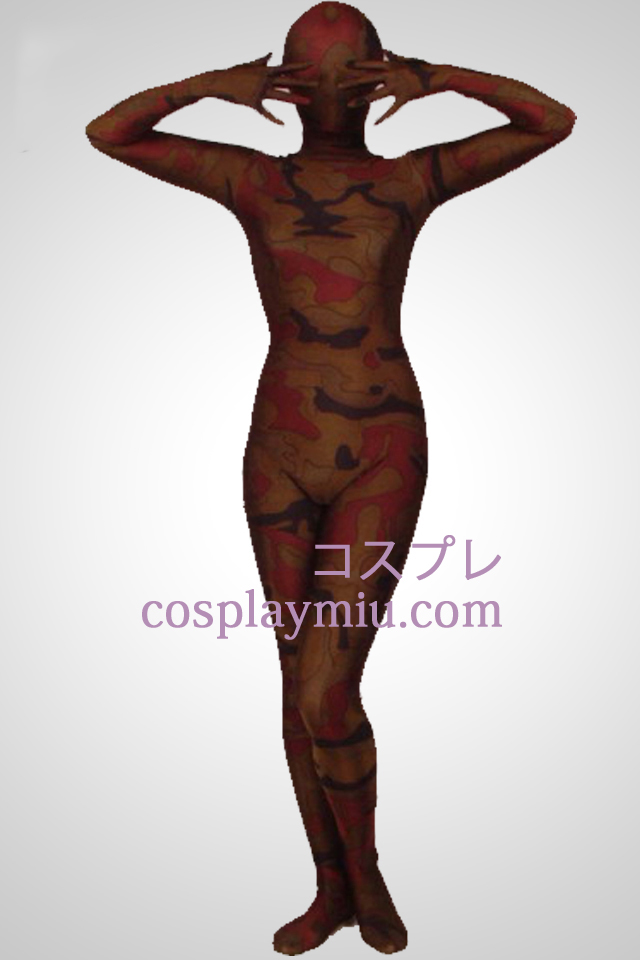 Kaffe Kamouflage Color Lycra Full Body Zentai Suit