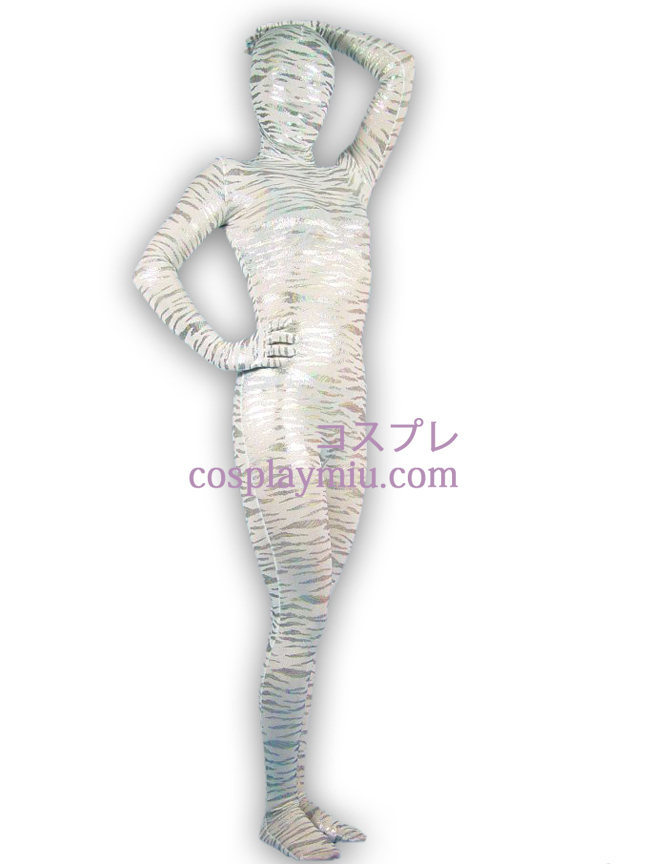 Tiger Sølv Coating Mønster Lycra Spandex Unisex Zentai Suit