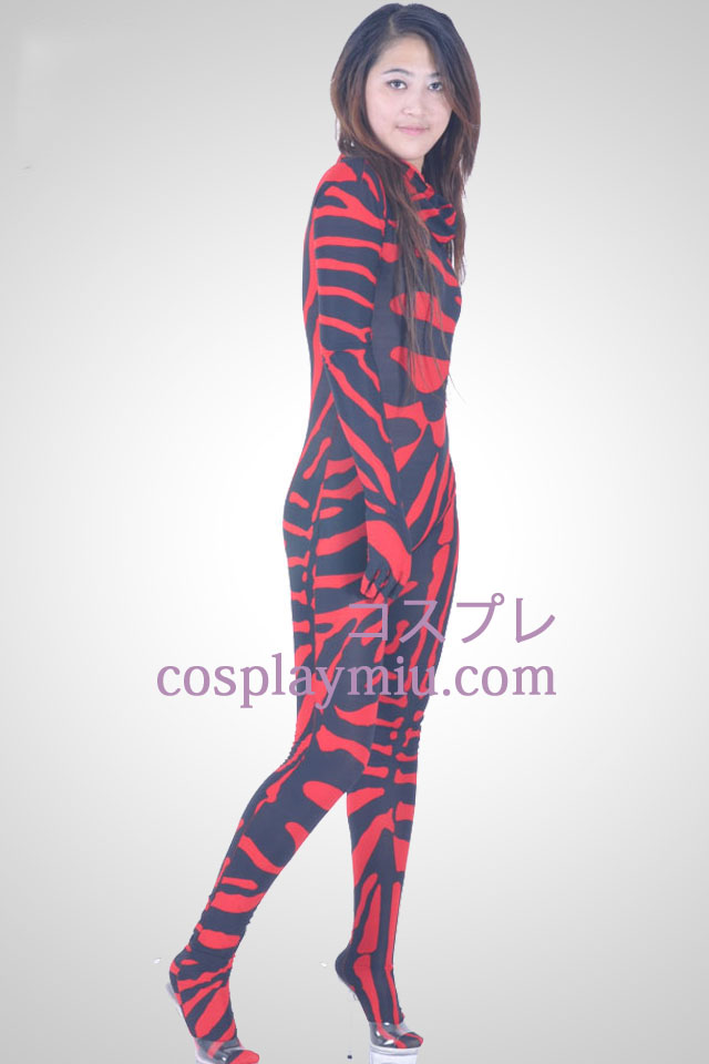 Rød og Sort Unisex Lycra Spandex Zentai Suit